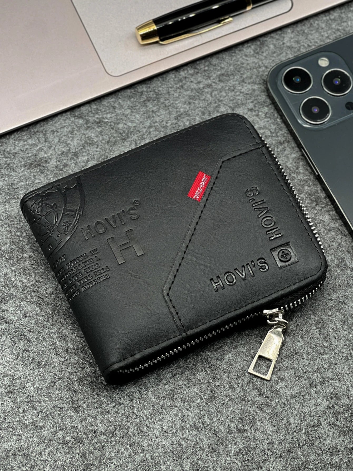 Zippered Slim Mens PU Wallet - Compact Size for Coins & Cards - Business Design - Smarsty