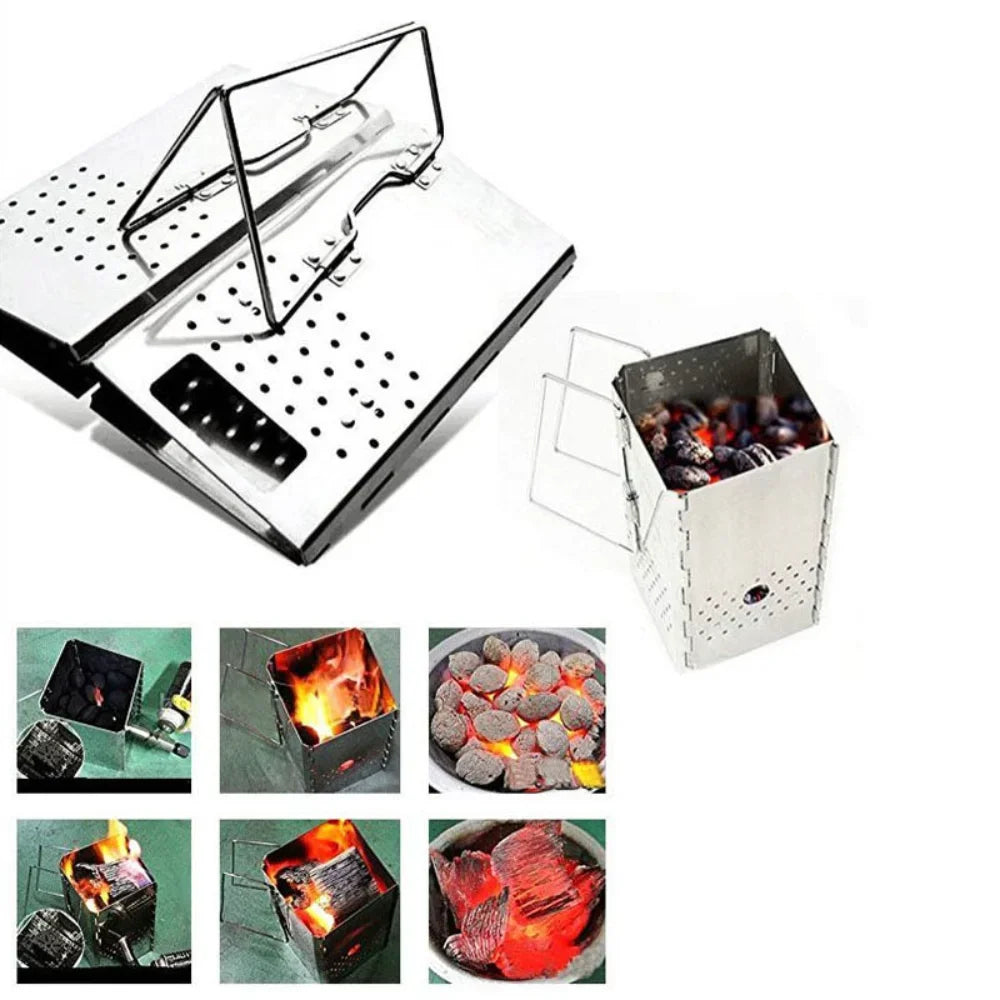 Portable Stainless Steel Charcoal Starter for Easy BBQ - Smarsty