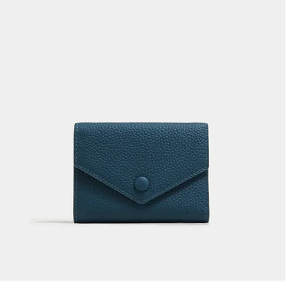 New PU Leather Small For Women Wallet Luxury Envelope Card Holder Brand Designer Multipurpose Zip Coin Cowhide Short Purse 2024