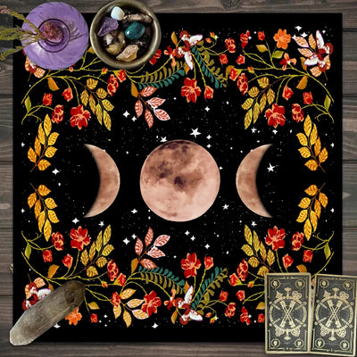 Moonlight Flower Tarot Card Table Cloth for Witchcraft - Smarsty