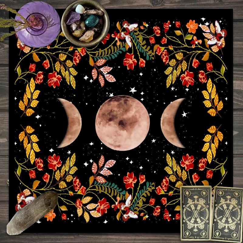Moonlight Flower Tarot Card Table Cloth for Witchcraft - Smarsty