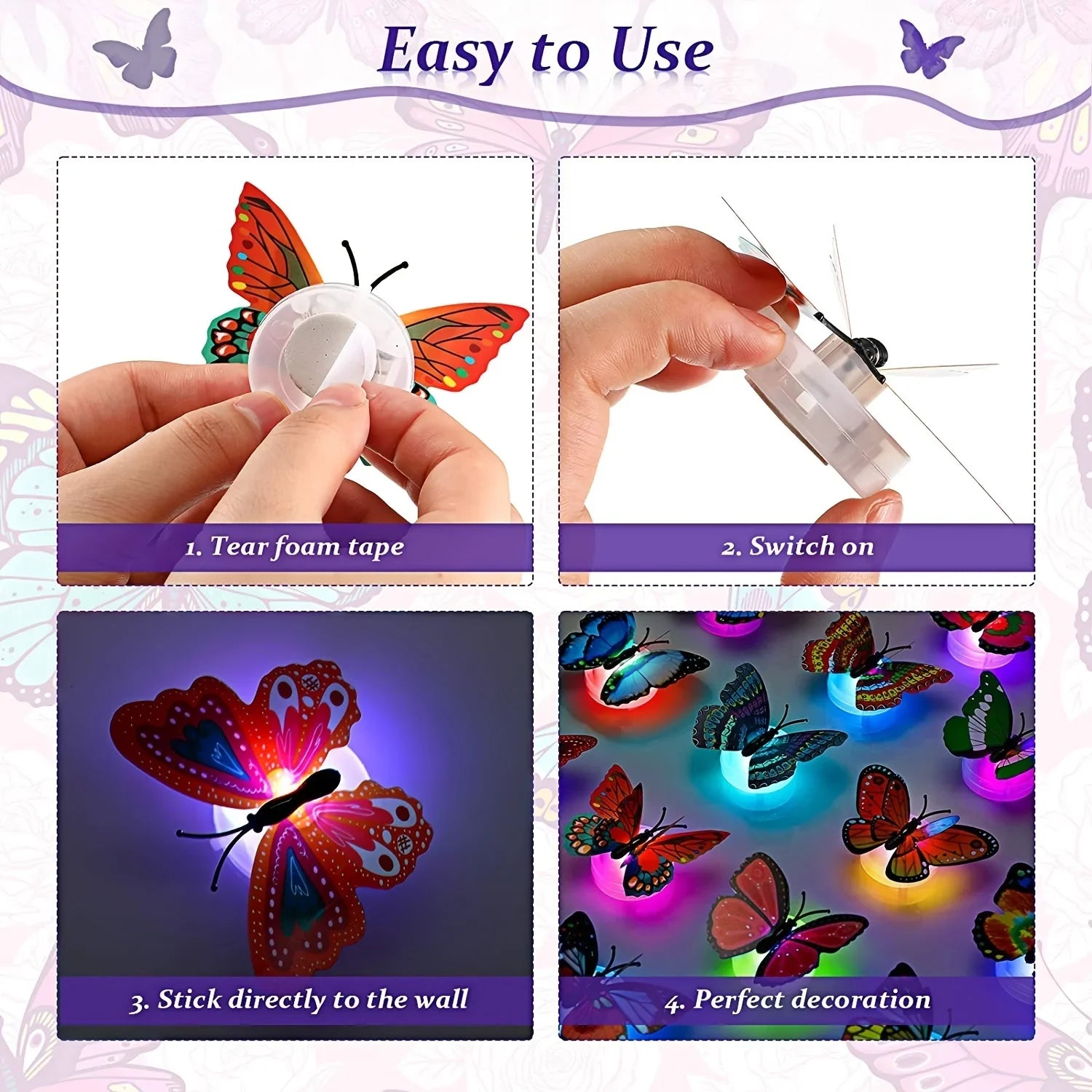 3D LED Butterfly Wall Stickers for Garden Decor - Smarsty