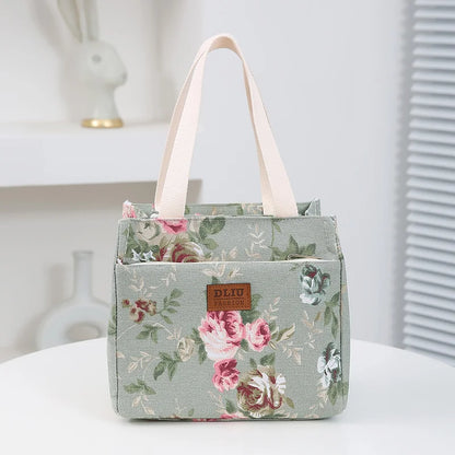 Insulated Floral Lunch Bag Large Capacity Bento Cooler - Smarsty