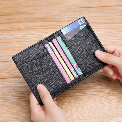 YUECIMIE Super Slim Soft Wallet Genuine Leather Mini Credit Card Holder Wallets Purse Thin Small Card Holders Men Wallet - Smarsty