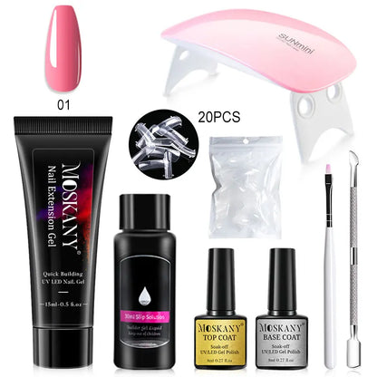 Poly Nail Gel Set With 6W LED Lamp For Beginners - Smarsty