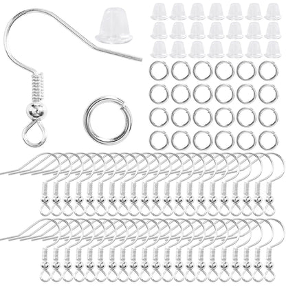 300Pc Hypoallergenic Earring Hooks Kit With Clear Backs - Smarsty