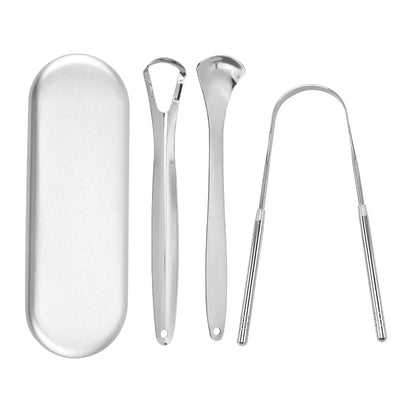 Premium 1pcs/3pcs Metal Tongue Scraper Cleaner for Adults & Kids Portable Stainless Steel Tongue Scrapers Brushes for Removing - Smarsty