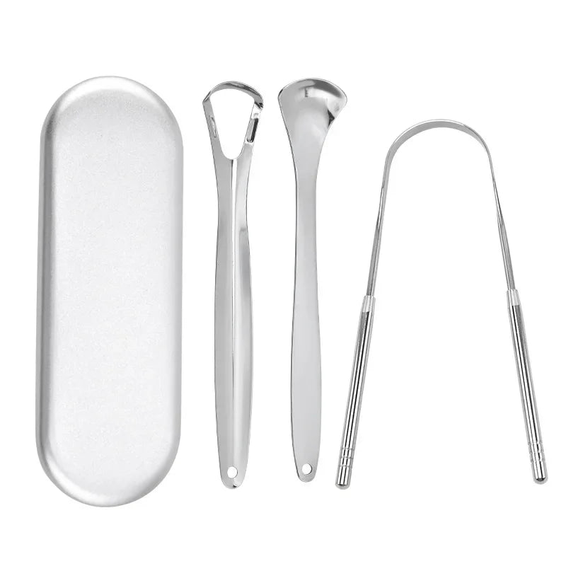 Premium 1pcs/3pcs Metal Tongue Scraper Cleaner for Adults & Kids Portable Stainless Steel Tongue Scrapers Brushes for Removing - Smarsty