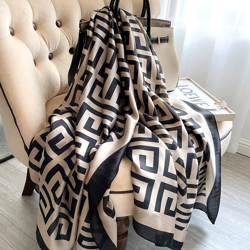 Large Silk Scarf for Women Soft Stylish Summer Wrap - Smarsty