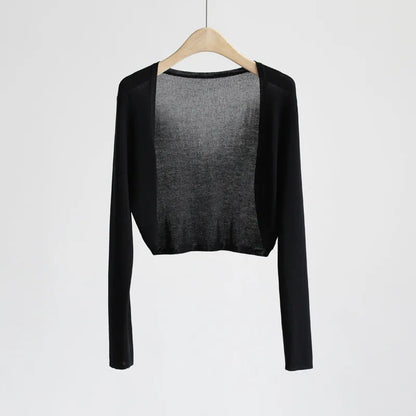 Sun Protection Knit Cardigan Women's Thin Coat Ice Silk Outerwear Cover-up Shawl Air Conditioning Shirt Summer