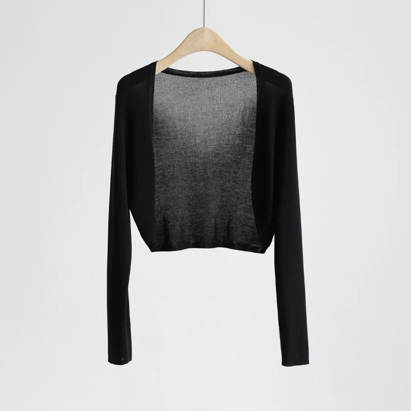 Sun Protection Knit Cardigan Women's Thin Coat Ice Silk Outerwear Cover-up Shawl Air Conditioning Shirt Summer