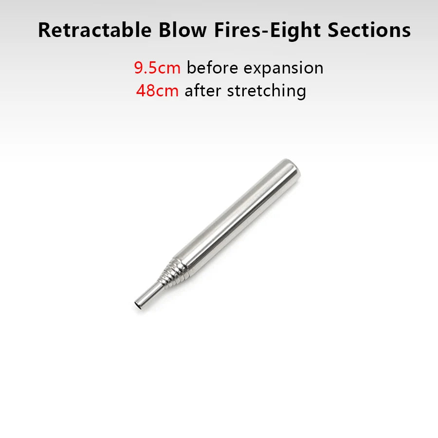 Stainless Steel Blowpipe Pocket Bellow Collapsible Air Blow Stick Campfire Fire Tool Outdoor Bushcraft Camping Hiking Cooking