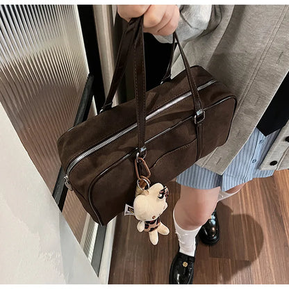 Casual Large Capacity Suede Shoulder Bag For Women Retro - Smarsty