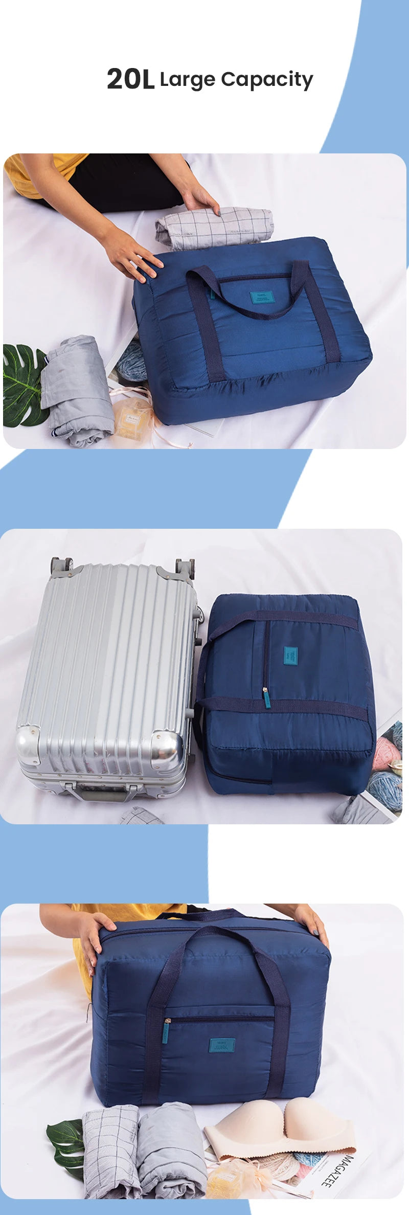Lightweight Foldable Travel Duffel Bag For Carry On Luggage - Smarsty