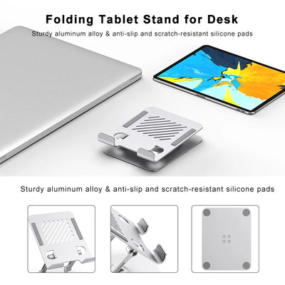 ST04 Swivel Tablet Stand Aluminum Portable 360 Rotating Tablet Stand Holder for Desk Business Kitchen Desktop for IPAD - Smarsty