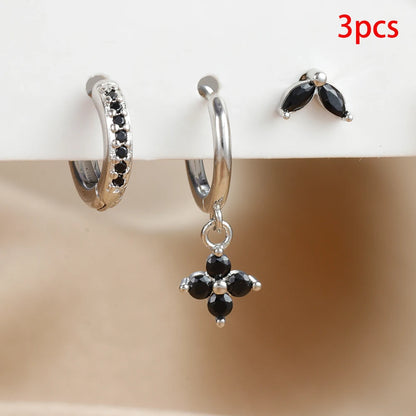 Green Zircon Flower Dangle Earrings Set for Women Fashion Jewelry - Smarsty
