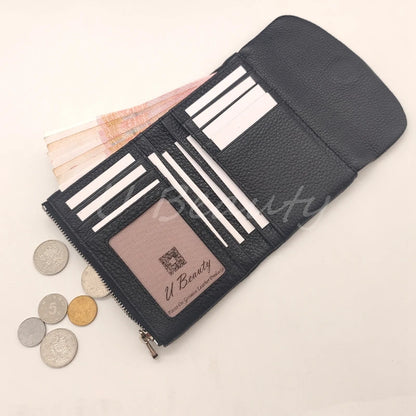 Coin Purse Genuine Cow Leather Short Wallet Trifold for Small Women's  Purses Clutch Cowhide Card Holder Travel Card Wallets