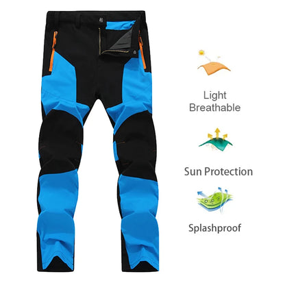 TRVLWEGO Men Summer Sports breathable Pants Hiking Trousers Camping Splash Prevention Quick Dry UV Resistant Elastic Thin - Smarsty