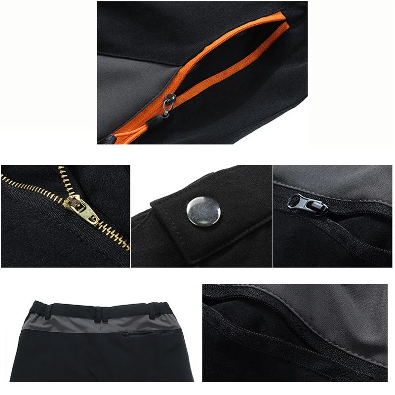 TRVLWEGO Men Summer Hiking Pants Wear-resistant Water Splash Prevention Quick Dry UV Proof Elastic Thin Camping Trousers