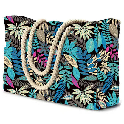 Waterproof Beach Bag Foldable Striped Zipper Outdoor Tote - Smarsty