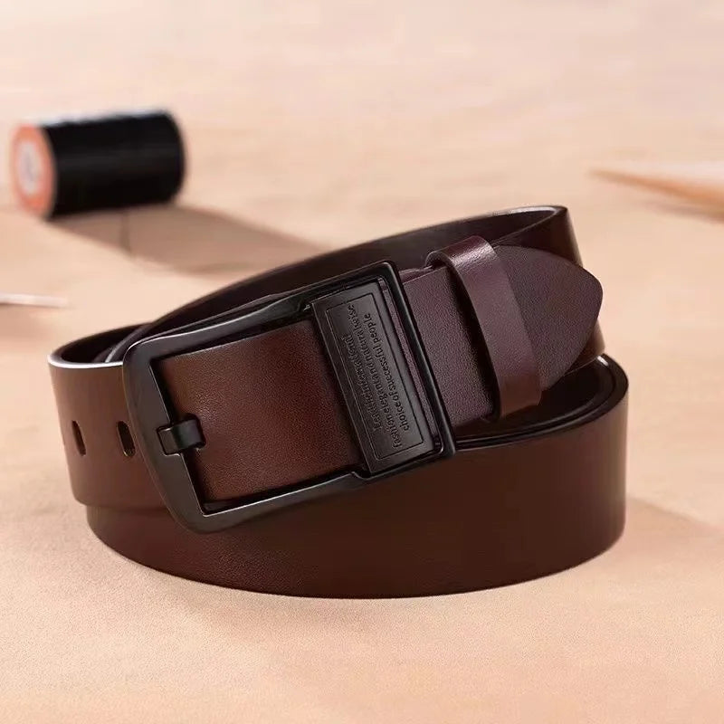 Leather Cowhide Men’s Belt Metal Alloy Pin Buckle - Smarsty