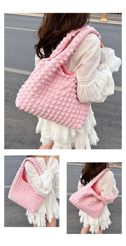 Crossbody Bag Pleated Embroidered Plaid Tote For Women - Smarsty