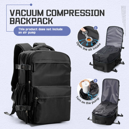 Men Vacuum Compression Backpack 15.6in Laptop Backpack Expand Hiking Vacuum Travel Backpack, Ryanair Backpack 40x20x25 Cabin Bag - Smarsty