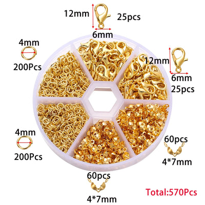 Bulk Jewelry Findings Kit 400Pcs Lobster Clasps Beads - Smarsty