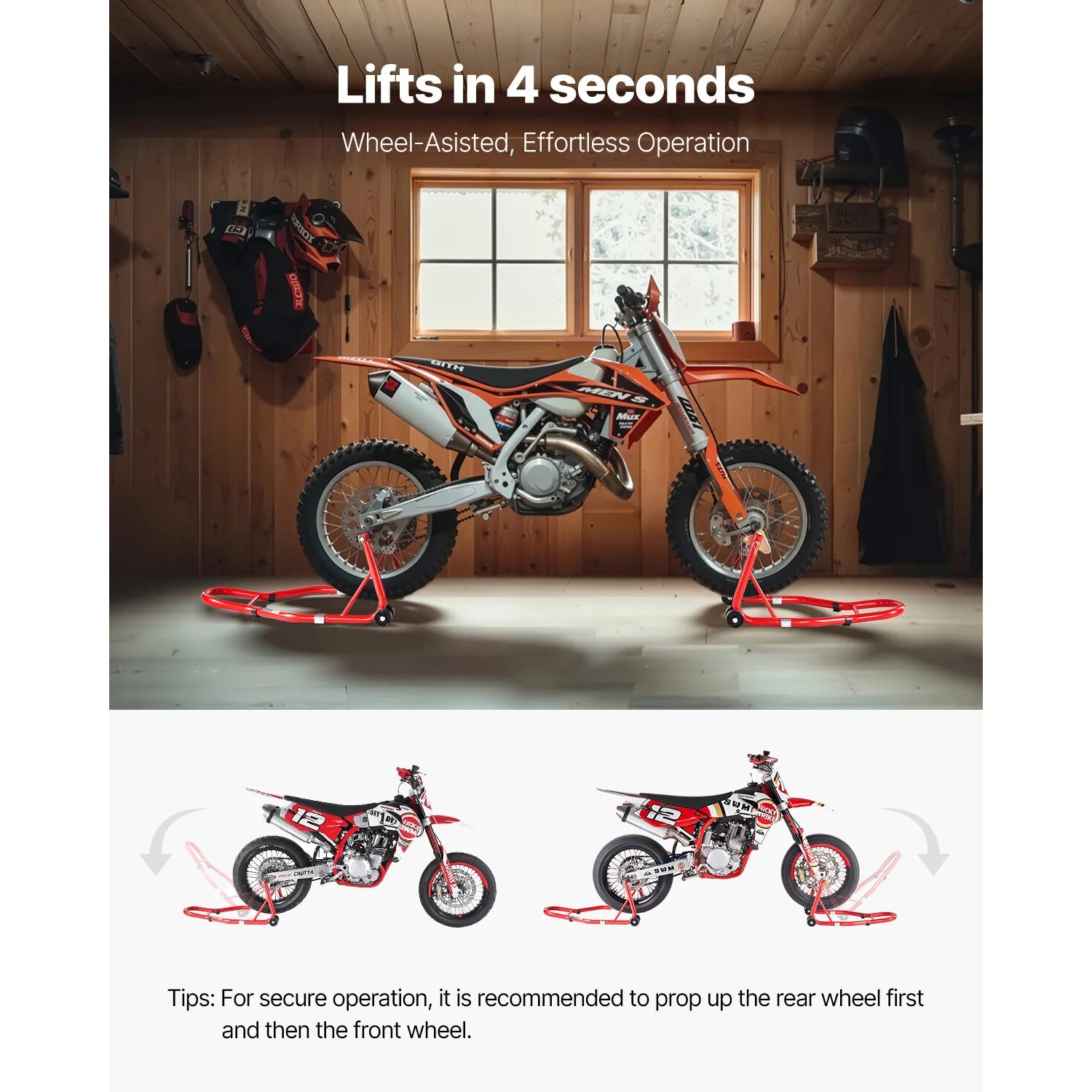 SucceBuy Motorcycle Stand Lift 850lbs Front Rear Combo Stand Lift Front Wheel Dual-Fork Stand Rear U+L Fork Swingarm Spool Stand - Smarsty