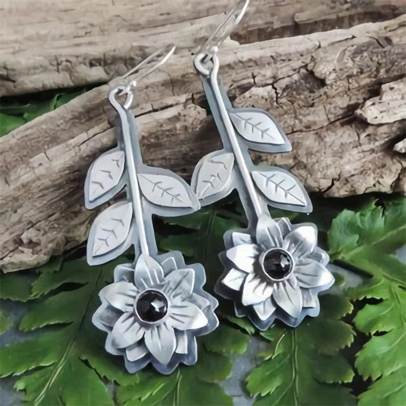 Vintage Bronze Dragonfly Drop Earrings with Moonstone Accent - Smarsty