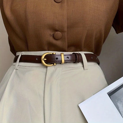 Mens Vintage PU Leather Belt with Classic Buckle - Smarsty