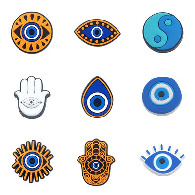 Evil Eye Shoe Charms for Crocs Accessories Blue Eyeball Monster Badge Women Buckle Kids Pins Decoration Jeans Shoes Accessories - Smarsty