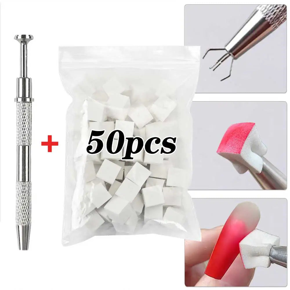50Pcs Nail Art Sponge Set with Grab Pen - Smarsty