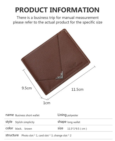 Men's Slim Money Clip Wallet Credit Card ID Holder Casual Male Leather Short Multi Card Holder Purses Business Man Bifold Wallet - Smarsty