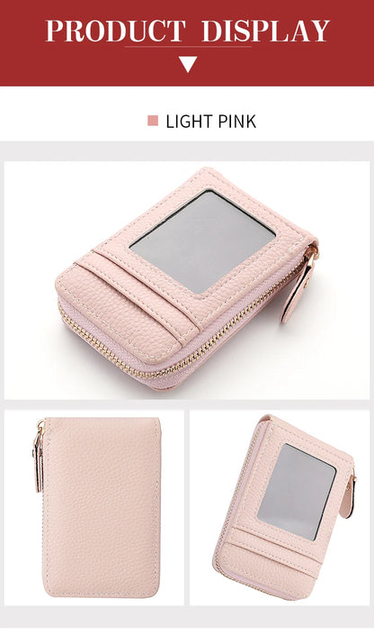Fashion Pu Leather Zipper Short Mini Wallet Women Id Bank Card Holder Women Purse