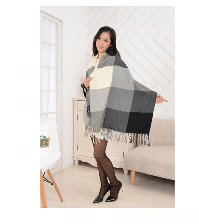 Women’s Plaid Cashmere Scarf Thick Warm Winter Shawl - Smarsty