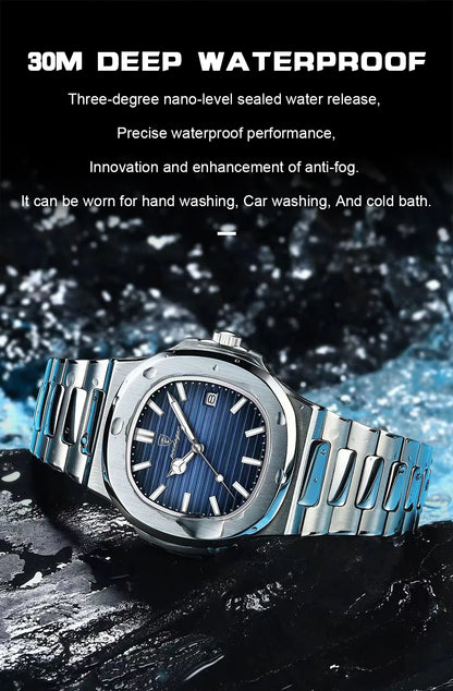 Luxury Waterproof Square Men Wristwatch with Luminous Date - Smarsty