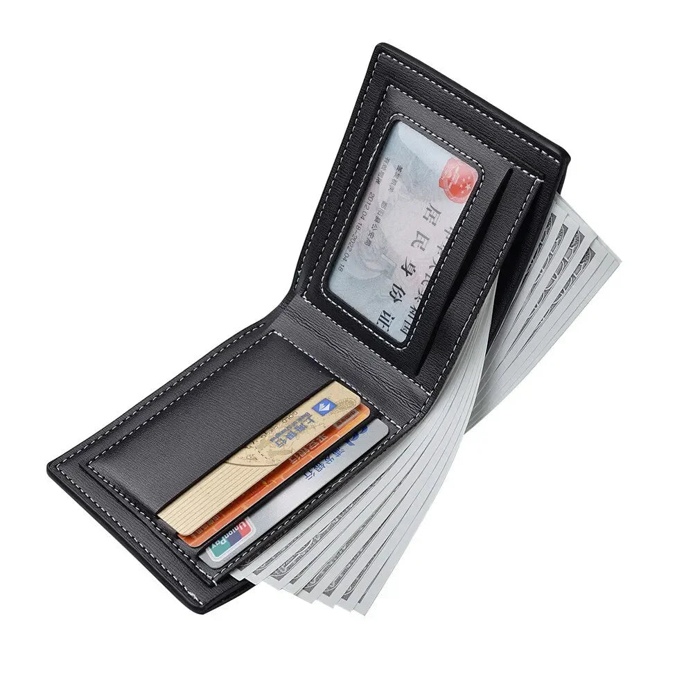 Leather Men Short Wallet Thin Style Folding Young Men Credit Card Holder Wallet - Smarsty