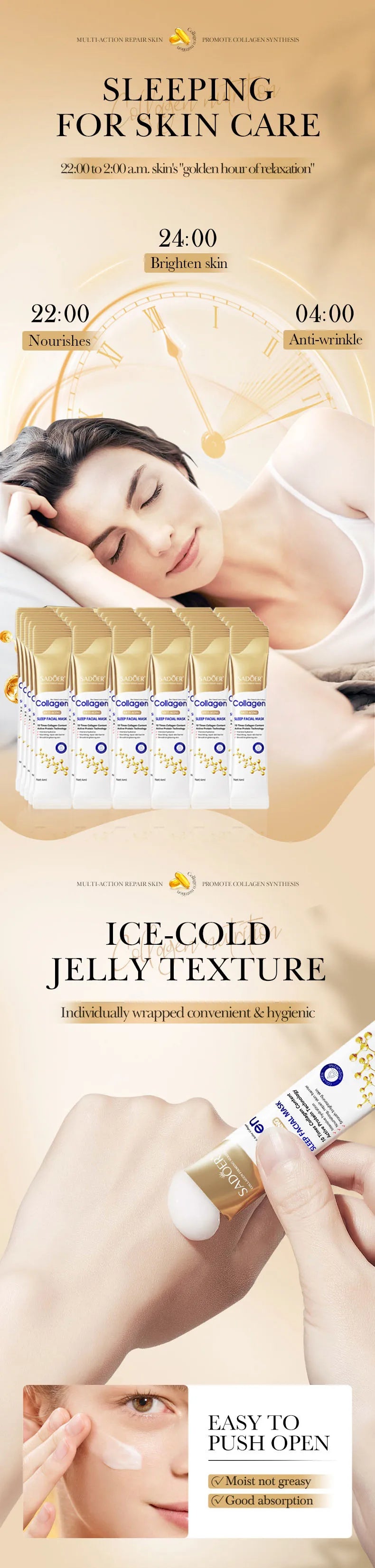 SADOER 30pcs Collagen Sleeping Facial Masks for Hydration and Brightening - Smarsty