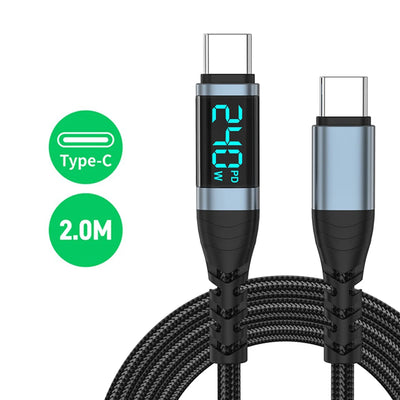 240W Type C to Type C Super Charge Digital Display Cable 0.5m-2m USB C Data Cable For Iphone 15 16 Samsung s24 s23 Huawei Xiaomi - Smarsty