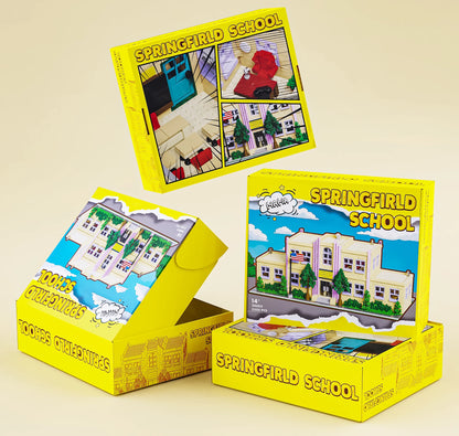 3500PCS Springfield Elementary School Building Blocks Idea Anime Street View Modular Architecture Brick Model Toy Christmas Gift