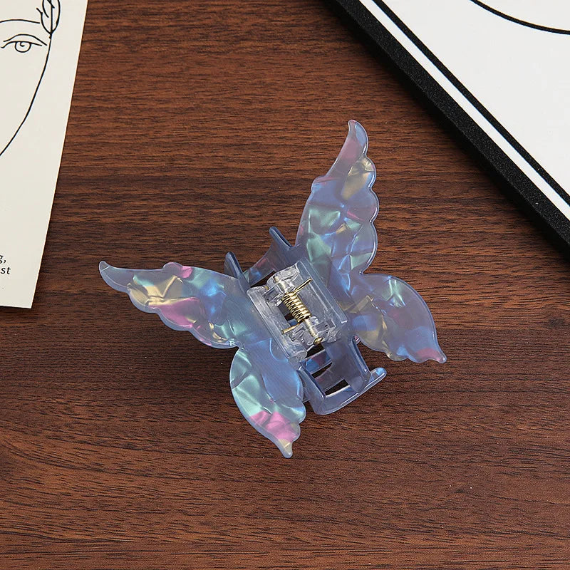 Pearlescent Butterfly Hair Claw 7cm Acetate Elegant Grip - Smarsty