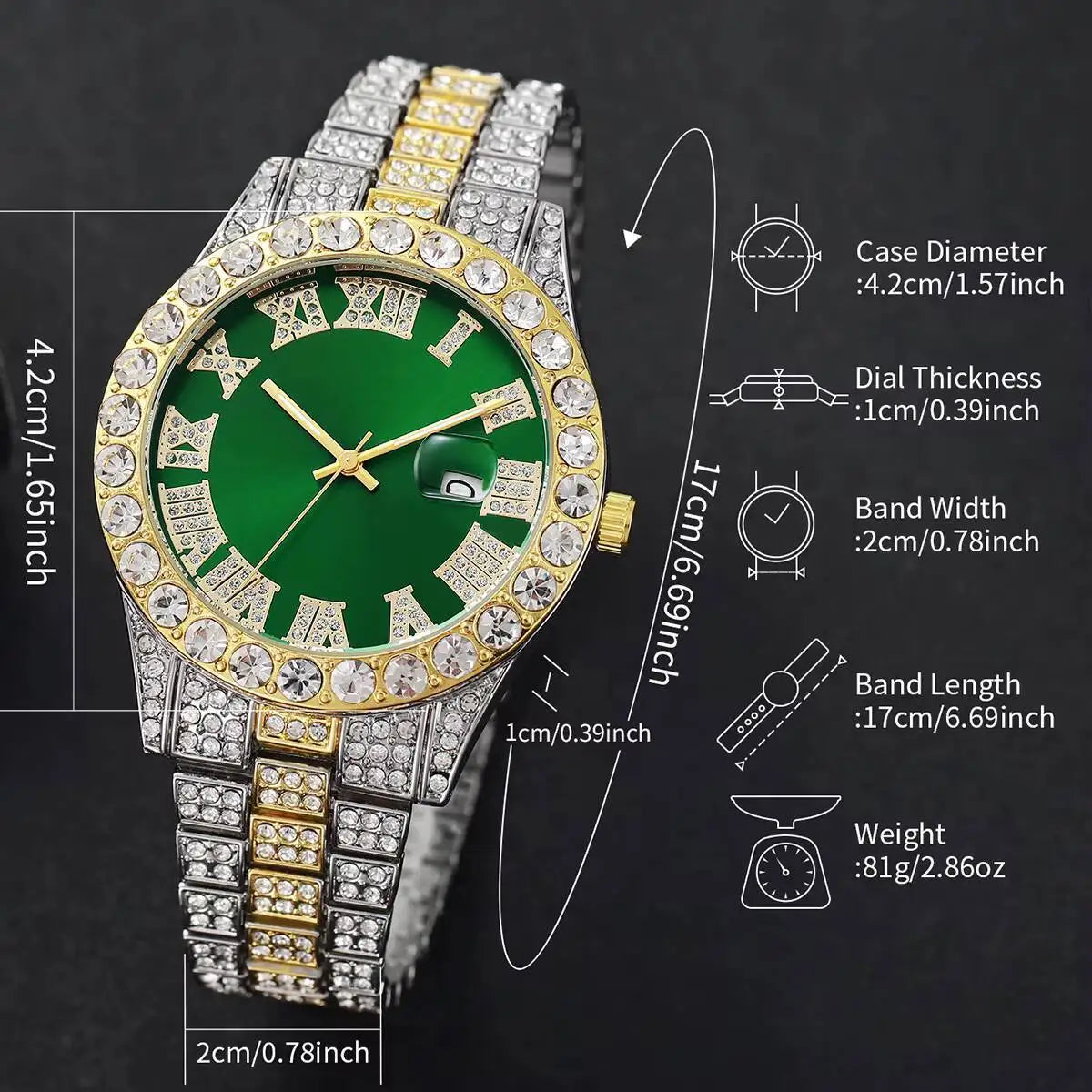 Luxury Diamond Quartz Watch for Men with Stainless Steel Strap - Smarsty