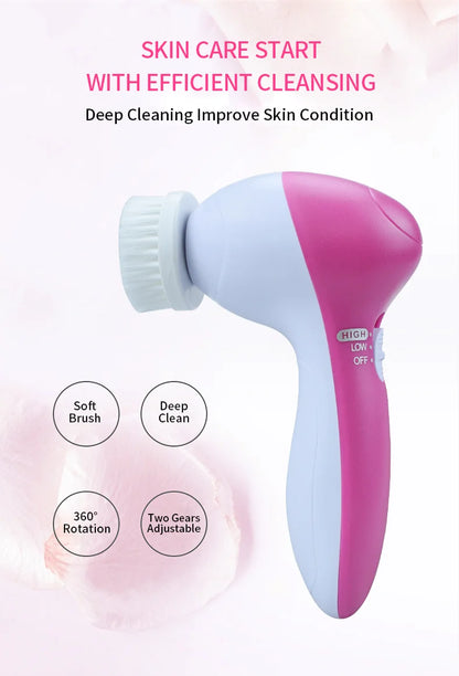 Electric 5 In 1 Facial Brush With Pore Cleaner - Smarsty