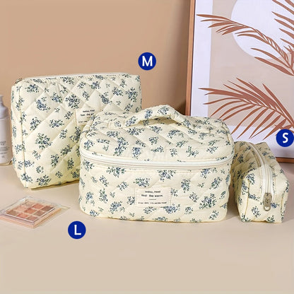 1pcs Cute Quilted Cotton Makeup Bag Women Zipper Cosmetic Organizer Cloth Handbag Box Shape Portable Toiletry Case for Girls - Smarsty