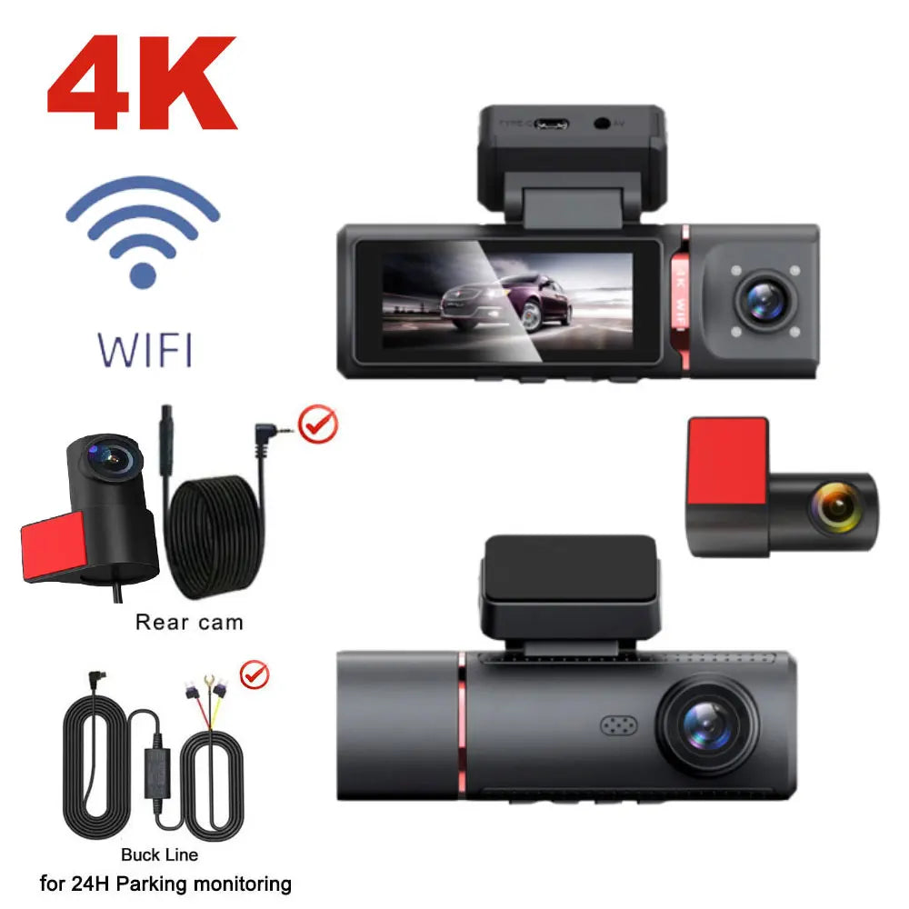 4K Car Dash Cam Featuring GPS And Three Lenses Elite - Smarsty
