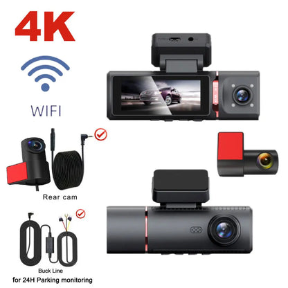 4K Car Dash Cam Featuring GPS And Three Lenses Elite - Smarsty