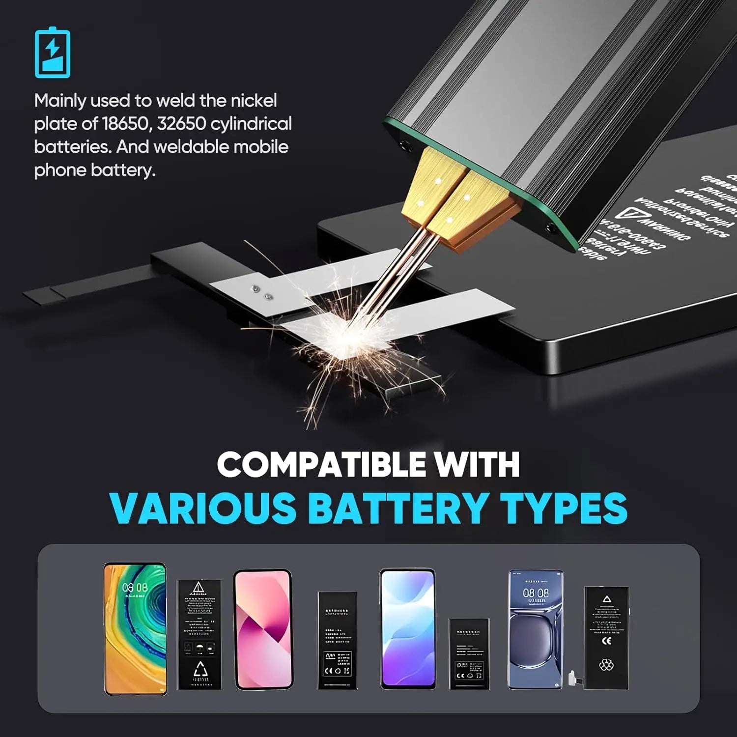 Seesii 80 Gears Mini Portable Spot Welder Spot Welder with Digital Display Upgraded Handheld Welding Nickel Sheets 0.1-0.2mm