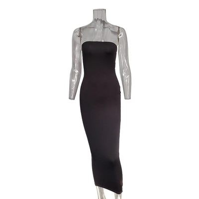 summer women's sexy sleeveless chest wrapped Long Beach Dress - Smarsty