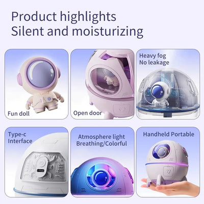 USB Rechargeable Space Capsule Air Humidifier with Colorful Light - Smarsty